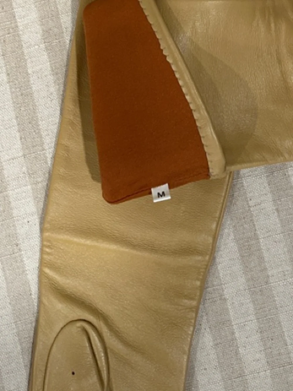 Long Tan Perforated Leather Gloves